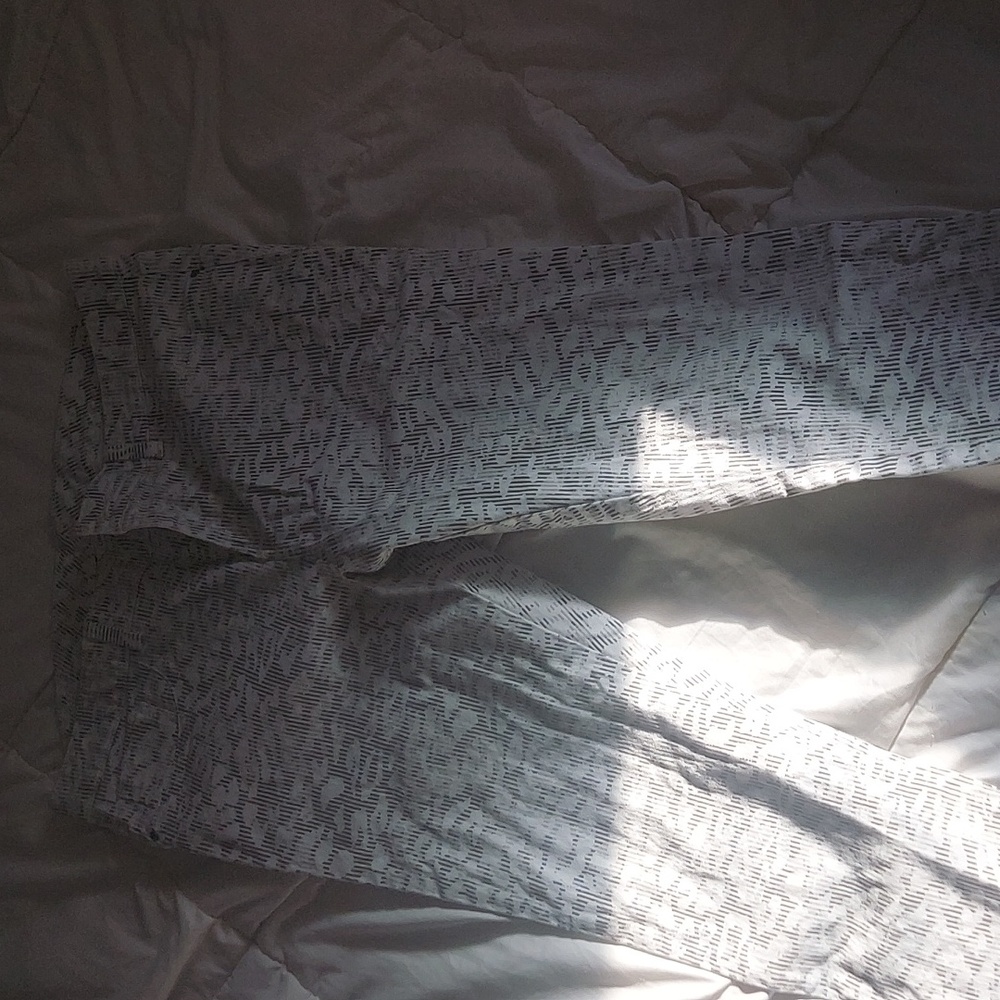 White printed skinny jeans
